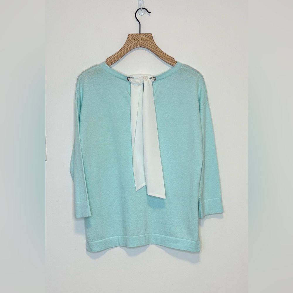Lisa Todd cotton & cashmere crew neck sweater with tie neck in back , sz : small - Picture 2 of 9